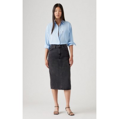 Levi's d&aacute;msk&aacute; sukně HR BACK SLIT - &scaron;ed&aacute; 001VH-0005